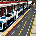 **Public Transportation System in Canada**: An illustration depicting various modes of public transport in Canada, including buses, subways, and trains. The scene should showcase major cities like Toronto, Vancouver, and Montreal, highlighting their unique transportation systems.