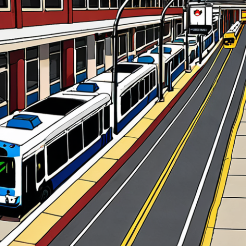 Home 7 **Public Transportation System in Canada**: An illustration depicting various modes of public transport in Canada, including buses, subways, and trains. The scene should showcase major cities like Toronto, Vancouver, and Montreal, highlighting their unique transportation systems.